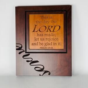 Psalm 118:24 Laser Engraved Wooden Plaque Religious Bible Verse Faith Decor